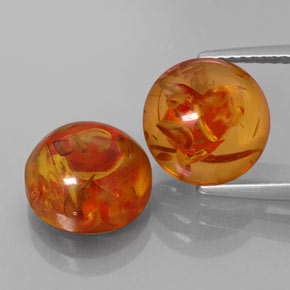 캐럿 천연 옐로우 오렌지 호박 보석, 투명한, 9.52 mm, 투명/반투명