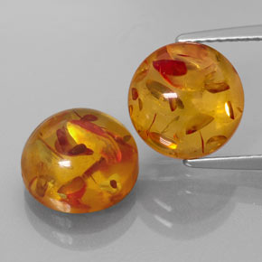 캐럿 천연 옐로우 오렌지 호박 보석, 투명한, 9.42 mm, 투명/반투명
