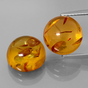 캐럿 천연 옐로우 오렌지 호박 보석, 투명한, 9.53 mm, 투명/반투명