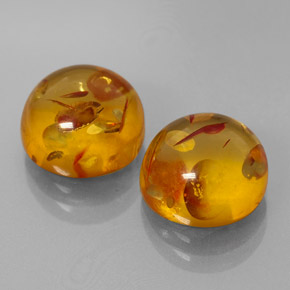 캐럿 천연 옐로우 오렌지 호박 보석, 투명한, 9.53 mm, 투명/반투명