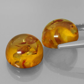 캐럿 천연 옐로우 오렌지 호박 보석, 투명한, 9.53 mm, 투명/반투명