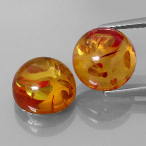 캐럿 천연 옐로우 오렌지 호박 보석, 투명한, 9.29 mm, 투명/반투명