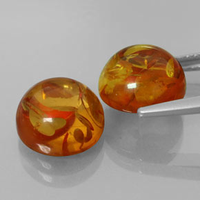 캐럿 천연 옐로우 오렌지 호박 보석, 투명한, 9.29 mm, 투명/반투명