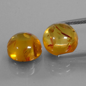 캐럿 천연 옐로우 오렌지 호박 보석, 투명한, 9.65 mm, 투명/반투명