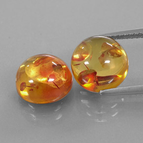 캐럿 천연 옐로우 오렌지 호박 보석, 투명한, 9.52 mm, 투명/반투명