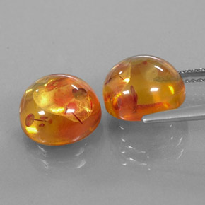 캐럿 천연 옐로우 오렌지 호박 보석, 투명한, 9.52 mm, 투명/반투명