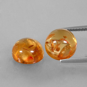 캐럿 천연 옐로우 오렌지 호박 보석, 투명한, 9.55 mm, 투명/반투명