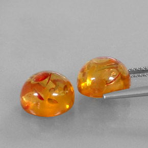 캐럿 천연 옐로우 오렌지 호박 보석, 투명한, 9.56 mm, 투명/반투명