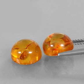 캐럿 천연 옐로우 오렌지 호박 보석, 투명한, 9.63 mm, 투명/반투명