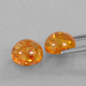캐럿 천연 옐로우 오렌지 호박 보석, 투명한, 9.41 mm, 투명/반투명