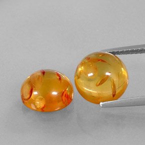 캐럿 천연 옐로우 오렌지 호박 보석, 투명한, 9.53 mm, 투명/반투명