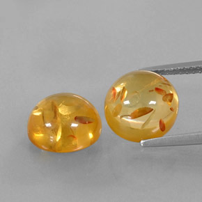 캐럿 천연 옐로우 오렌지 호박 보석, 투명한, 9.58 mm, 투명/반투명