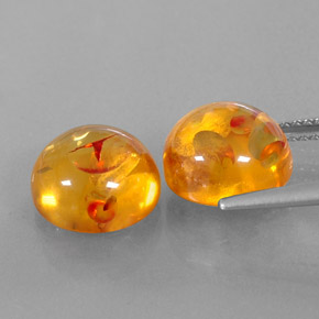 캐럿 천연 옐로우 오렌지 호박 보석, 투명한, 9.61 mm, 투명/반투명
