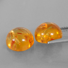 캐럿 천연 옐로우 오렌지 호박 보석, 투명한, 9.63 mm, 투명/반투명