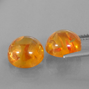 캐럿 천연 옐로우 오렌지 호박 보석, 투명한, 9.50 mm, 투명/반투명