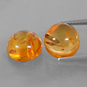 캐럿 천연 옐로우 오렌지 호박 보석, 투명한, 9.61 mm, 투명/반투명