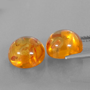 캐럿 천연 옐로우 오렌지 호박 보석, 투명한, 9.61 mm, 투명/반투명
