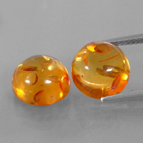 캐럿 천연 옐로우 오렌지 호박 보석, 투명한, 9.59 mm, 투명/반투명