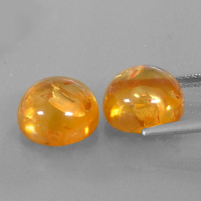 캐럿 천연 옐로우 오렌지 호박 보석, 투명한, 9.61 mm, 투명/반투명