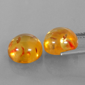 캐럿 천연 옐로우 오렌지 호박 보석, 투명한, 9.60 mm, 투명/반투명