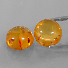 캐럿 천연 옐로우 오렌지 호박 보석, 투명한, 9.60 mm, 투명/반투명