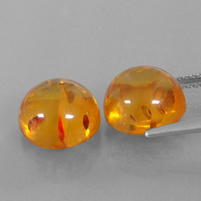 캐럿 천연 옐로우 오렌지 호박 보석, 투명한, 9.60 mm, 투명/반투명
