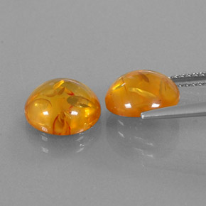 캐럿 천연 옐로우 오렌지 호박 보석, 투명한, 9.25 mm, 투명/반투명