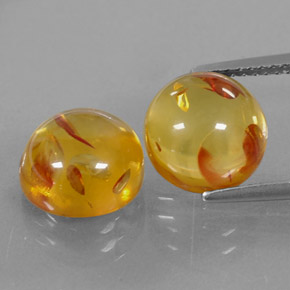 캐럿 천연 옐로우 오렌지 호박 보석, 투명한, 9.61 mm, 투명/반투명