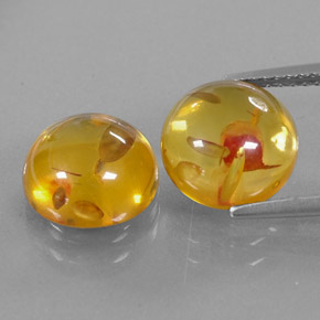 캐럿 천연 옐로우 오렌지 호박 보석, 투명한, 9.43 mm, 투명/반투명