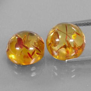 캐럿 천연 옐로우 오렌지 호박 보석, 투명한, 9.63 mm, 투명/반투명