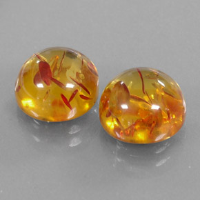 캐럿 천연 옐로우 오렌지 호박 보석, 투명한, 9.63 mm, 투명/반투명