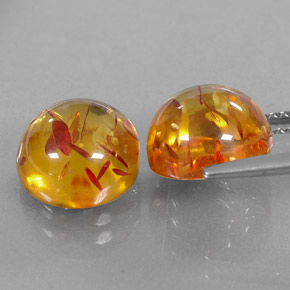 캐럿 천연 옐로우 오렌지 호박 보석, 투명한, 9.63 mm, 투명/반투명