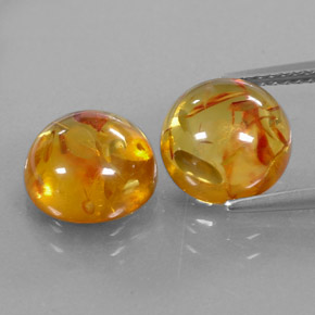 캐럿 천연 옐로우 오렌지 호박 보석, 투명한, 9.53 mm, 투명/반투명