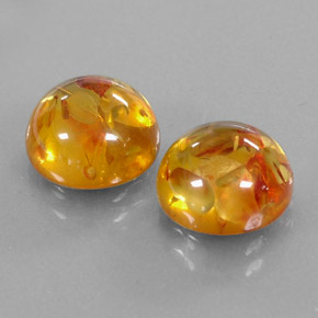 캐럿 천연 옐로우 오렌지 호박 보석, 투명한, 9.53 mm, 투명/반투명