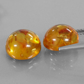 캐럿 천연 옐로우 오렌지 호박 보석, 투명한, 9.53 mm, 투명/반투명
