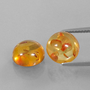 캐럿 천연 옐로우 오렌지 호박 보석, 투명한, 9.53 mm, 투명/반투명