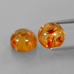 캐럿 천연 옐로우 오렌지 호박 보석, 투명한, 9.54 mm, 투명/반투명