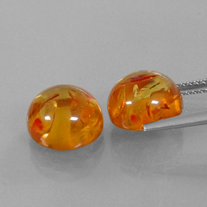 캐럿 천연 옐로우 오렌지 호박 보석, 투명한, 9.54 mm, 투명/반투명