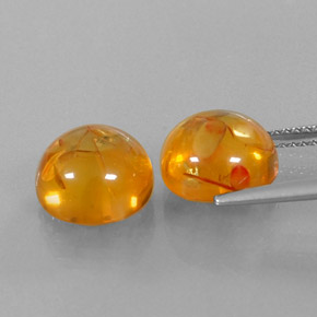 캐럿 천연 옐로우 오렌지 호박 보석, 투명한, 9.59 mm, 투명/반투명