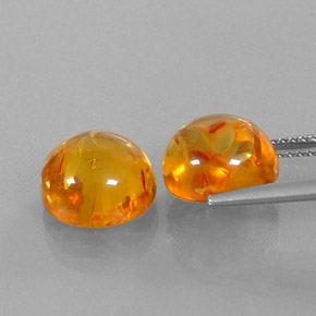 캐럿 천연 옐로우 오렌지 호박 보석, 투명한, 9.50 mm, 투명/반투명
