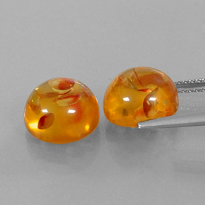 캐럿 천연 옐로우 오렌지 호박 보석, 투명한, 9.52 mm, 투명/반투명