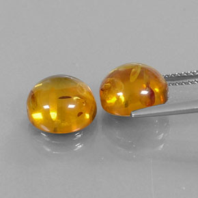 캐럿 천연 옐로우 오렌지 호박 보석, 투명한, 9.35 mm, 투명/반투명