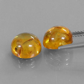 캐럿 천연 옐로우 오렌지 호박 보석, 투명한, 9.55 mm, 투명/반투명