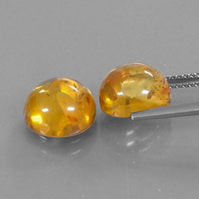 캐럿 천연 옐로우 오렌지 호박 보석, 투명한, 9.62 mm, 투명/반투명