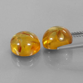 캐럿 천연 옐로우 오렌지 호박 보석, 투명한, 9.51 mm, 투명/반투명