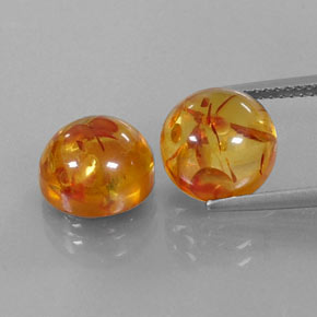 캐럿 천연 옐로우 오렌지 호박 보석, 투명한, 9.55 mm, 투명/반투명