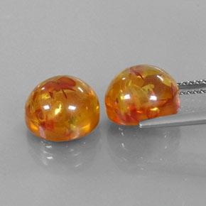 캐럿 천연 옐로우 오렌지 호박 보석, 투명한, 9.55 mm, 투명/반투명