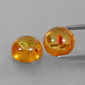 캐럿 천연 옐로우 오렌지 호박 보석, 투명한, 9.60 mm, 투명/반투명