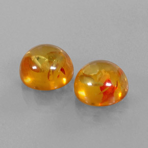 캐럿 천연 옐로우 오렌지 호박 보석, 투명한, 9.60 mm, 투명/반투명