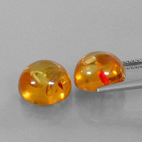캐럿 천연 옐로우 오렌지 호박 보석, 투명한, 9.60 mm, 투명/반투명